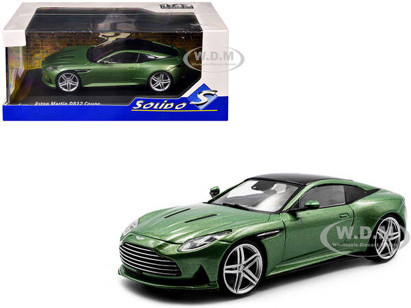 2023 Aston Martin DB12 Coupe Iridescent Emerald Metallic with Black Top 1/43 Diecast Model Car by Solido