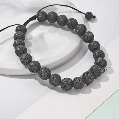 Natural Lava Rock Braided Bead Bracelets