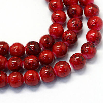 Baking Painted Glass Round Bead Strands