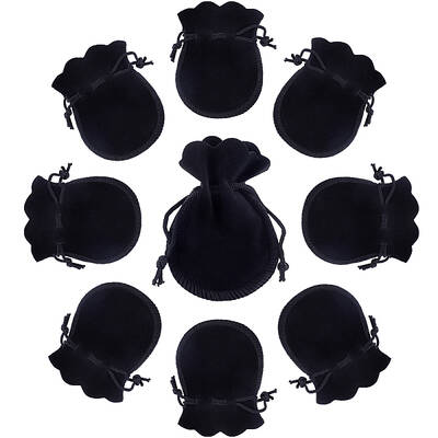 Beebeecraft 20Pcs Velvet Drawstring Bags 3.7x3Inch Black Calabash Shape Bags for Jewlery Candy Gifts