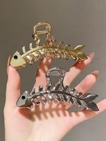Women's Elegant Fish Bone Design Hair Claws, 2 Counts/set Cute Lovely Hair Claw Clips for Women & Girls, Fashion Hair Accesso...