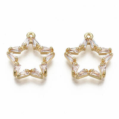 Brass Micro Pave Clear Cubic Zirconia Pendants