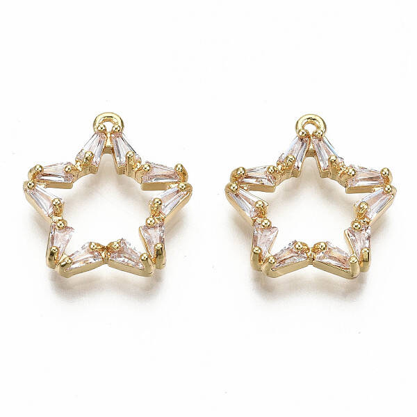 Brass Micro Pave Clear Cubic Zirconia Pendants