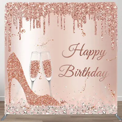 Aperturee Rose Golden High Heels Fabric Backdrop Cover for Birthday - Aperturee
