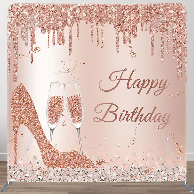 Aperturee Rose Golden High Heels Fabric Backdrop Cover for Birthday - Aperturee