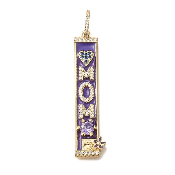 Mother's Day Brass Micro Pave Cubic Zirconia Pendants