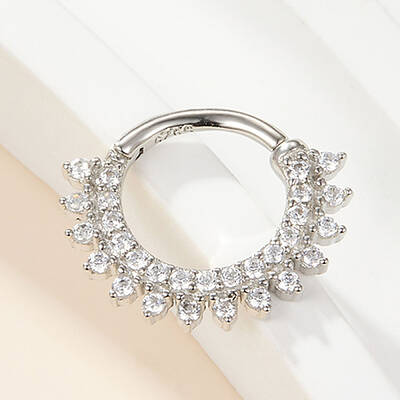925 Silver Double Row Crystal Rhinestone Cartilage Earrings