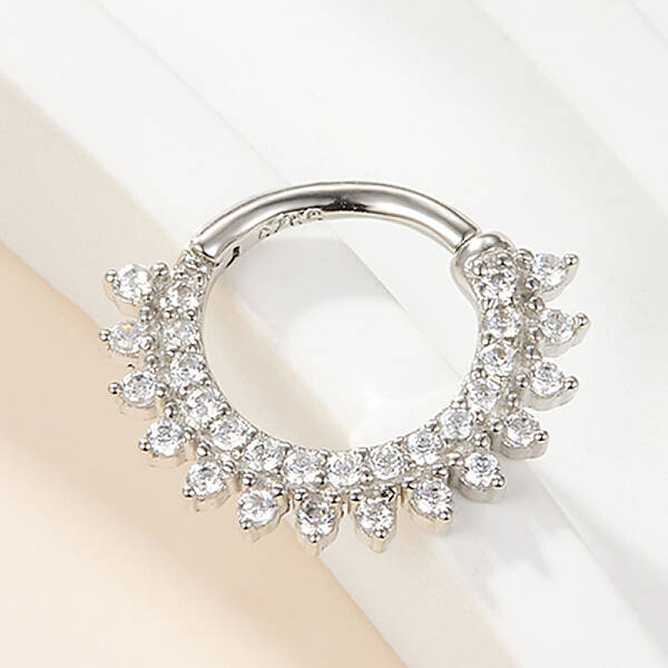 925 Silver Double Row Crystal Rhinestone Cartilage Earrings