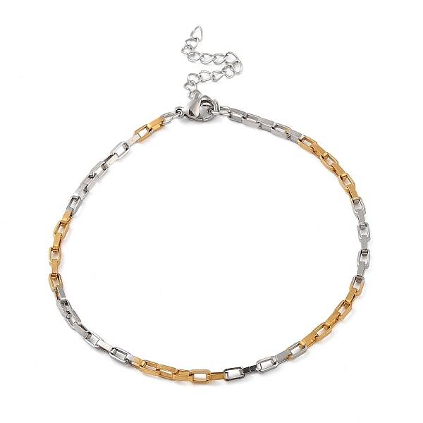 Stainless Steel Rectangle Link Chain Bracelets for Women Men