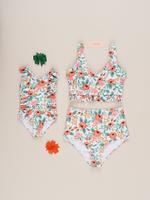 Marie Nicole Clothing Orange Poppy Ruffle Swimsuit for Mom and Me