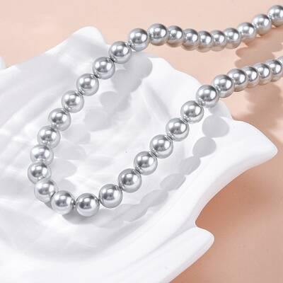 8mm Shell Pearl Round Beaded Necklaces