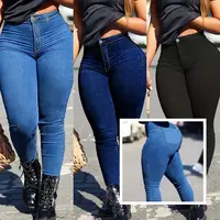 Spring Autumn Women's Skinny Fit Denim Jeans Solid Color High Waist Jeans For Women Oversized Basics Pants Ladies Pencil Pant...
