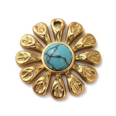 Synthetic Turquoise Flower Pendants
