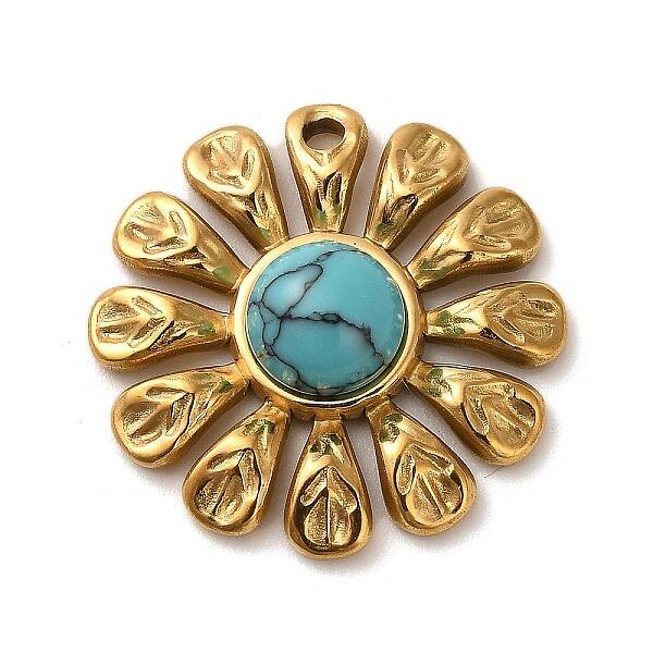 Synthetic Turquoise Flower Pendants