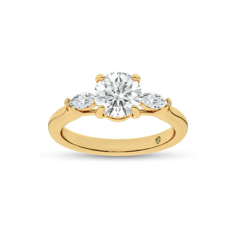 Maui Three Stone Round Lab Grown Diamond Engagement Ring | 18K Yellow Gold 2 1/4 CT. TW.
