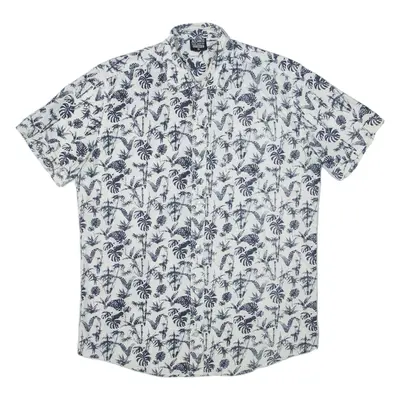 ACCANTO Mens Hawaiian Shirt White Floral M