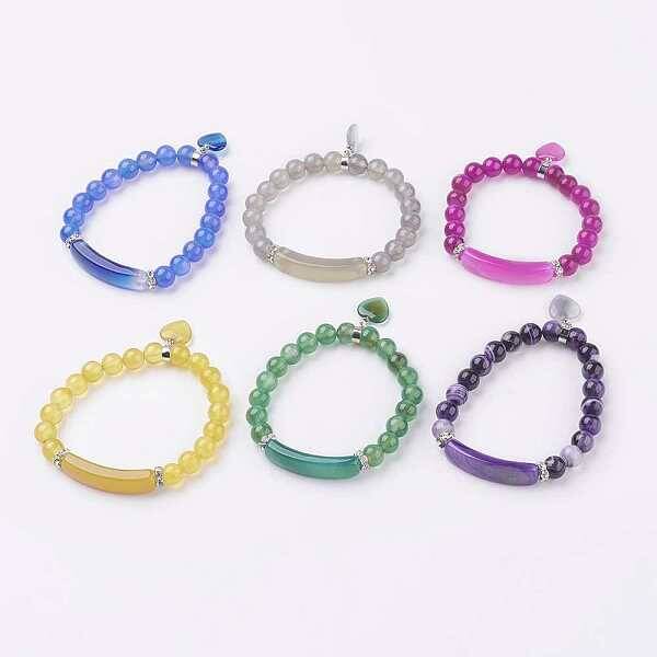 Natural Agate Beads Charm Bracelets