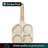Non-stick Star Hole Design Egg Frying Pan, 4 Hole Skillet with Handle, Cooking Accessories, Breakfast Egg Toast Bread Food, K...