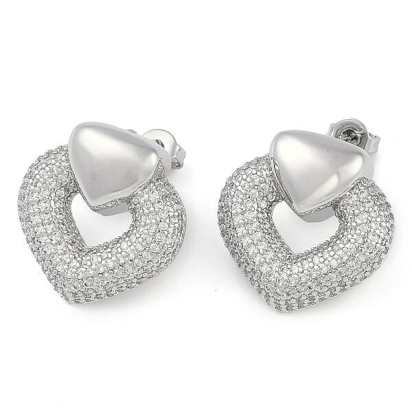 Heart Clear Cubic Zirconia Stud Earrings