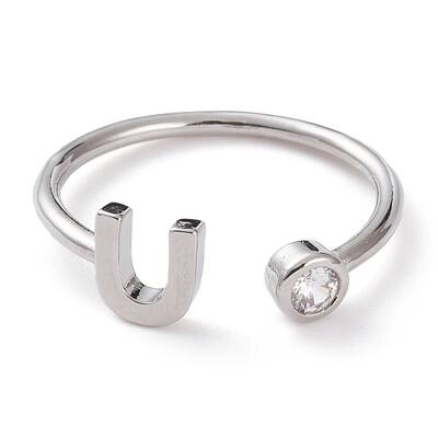 Brass Micro Pave Clear Cubic Zirconia Cuff Rings