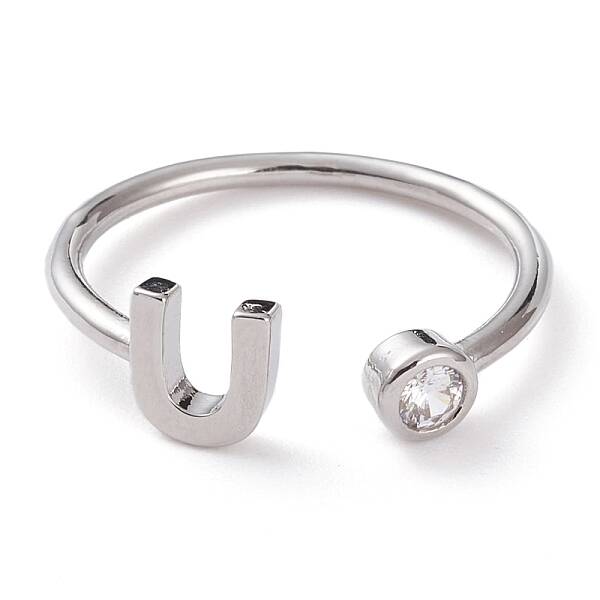 Brass Micro Pave Clear Cubic Zirconia Cuff Rings