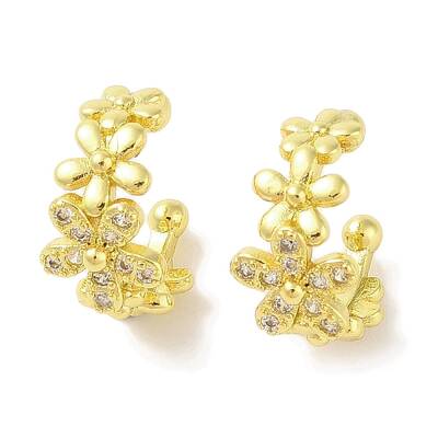 Brass Micro Pave Clear Cubic Zirconia Cuff Earrings for Women