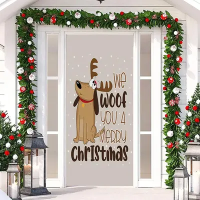 We Woof You A Merry Christmas Elk Door Cover Decor - Aperturee