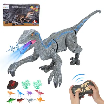 Garvee Realistic Remote Control Velociraptor Dinosaur Model Kit – 2.4GHz RC Walking & Roaring, 3D Eyes, Lights & Sounds –...