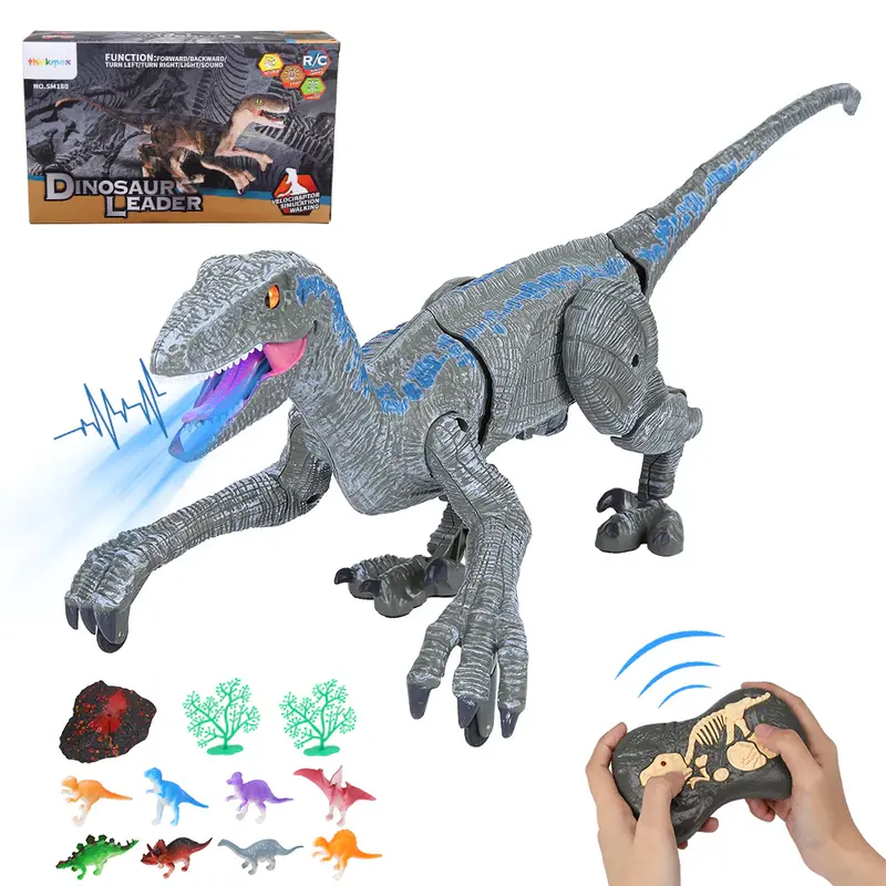 Garvee Realistic Remote Control Velociraptor Dinosaur Model Kit – 2.4GHz RC Walking & Roaring, 3D Eyes, Lights & Sounds –...