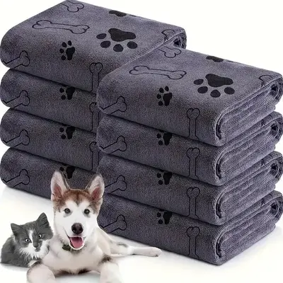 Dog Paw Pattern Pet Towel, 1 Count Soft Absorbent Pet Bath Towel, Pet Grooming Towel, Pet Supplies for Dogs & Cats