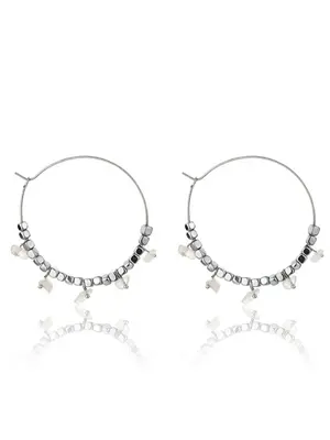 Emily Westwood Orecchini A Cerchio In Acciaio Con Quarzo Rosa Eden Ewe23040S