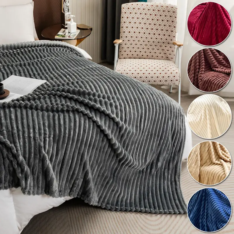 Solid Color Flannel Blanket, 1 Count Soft Comfortable Throw Blanket, Warm Napping Blanket for Home Office Travel Camping