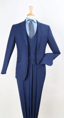 Royal Diamond Slim Fit 3 Piece Fashion Suit Low Cut Vest for Men