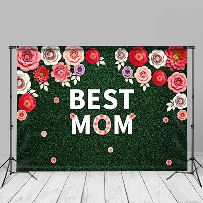 Green Wall 3D Floral Backdrop For Best Mothers Day - Aperturee