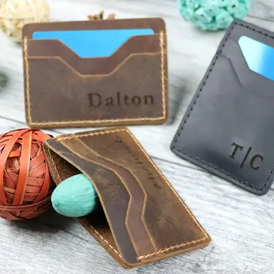15 pcs+ Bulk Leather Card Holder , Real Leather, Same Day Shipping, Free Shipping US