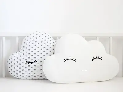 White with Gray Stars Cloud Pillow