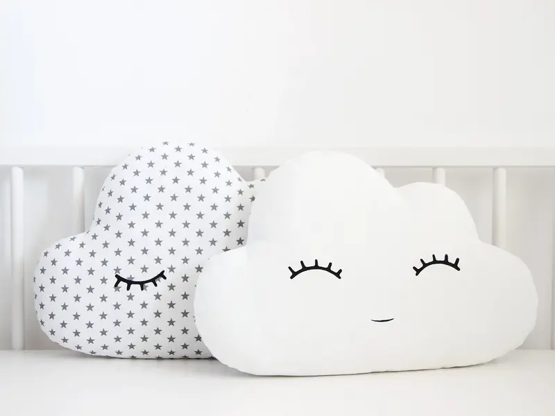 White with Gray Stars Cloud Pillow