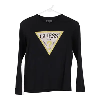 Age 12 Guess Spellout Long Sleeve Top - Medium Black Cotton