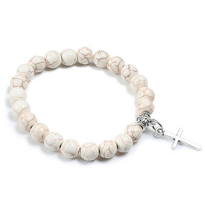 Cross Bracelet Women's European and American Fashion Personality Black Bracelet Ethnic Style Jewelry Lava Stone