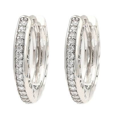 Brass Micro Pave Cubic Zirconia Hoop Earrings