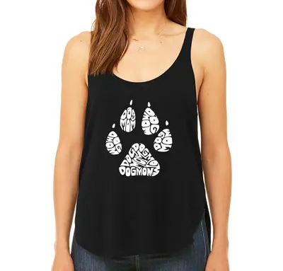 Dog Mom - Women's Premium Word Art Flowy Tank Top - Black - Small