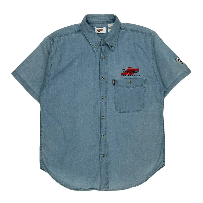 Racing Winners Circle Nascar Denim Shirt - Large Light Wash Cotton | Size: large