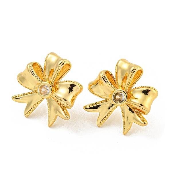 Rack Plating Brass Cubic Zirconia Stud Earrings