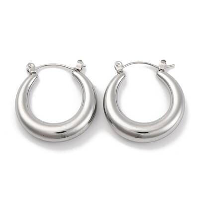 Non-Tarnish Moon Stainless Steel Hoop Earrings