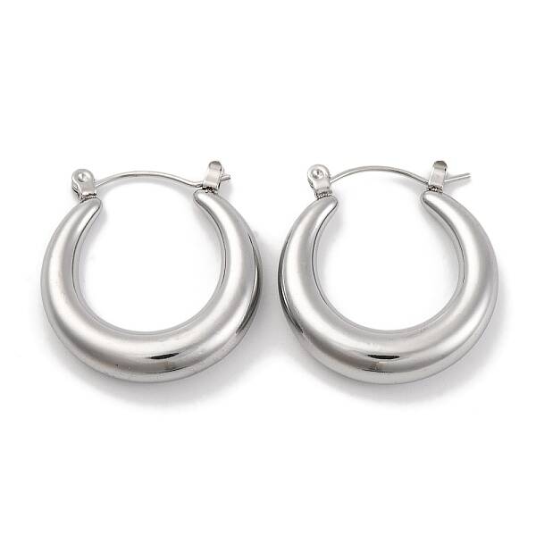 Non-Tarnish Moon Stainless Steel Hoop Earrings
