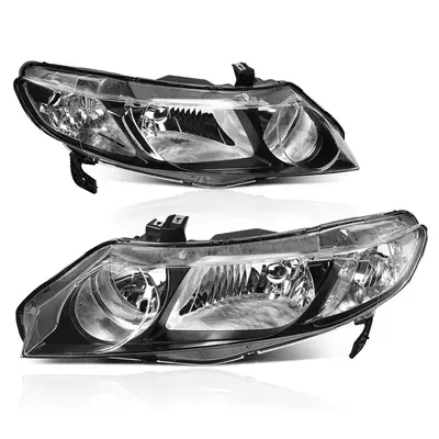 YITAMOTOR® Front Headlights for 2006-2011 Honda Civic Sedan 4Dr Black Housing Smoke Lens