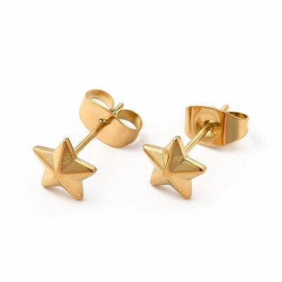 304 Stainless Steel Star Stud Earrings for Women