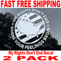 My Rights Don't End Vinyl Decal - 2 PACK