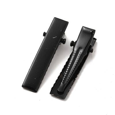 Black Iron Flat Alligator Hair Clip Findings