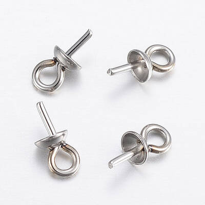 304 Stainless Steel Cup Pearl Peg Bails Pin Pendants